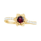 0.50 CT Real Rhodolite Floral Engagement Ring with Diamond Side Stones Rhodolite - ( AAA ) - Quality - Rosec Jewels