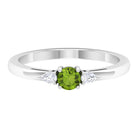 1/4 CT Peridot and Diamond Three Stone Promise Ring Peridot - ( AAA ) - Quality - Rosec Jewels