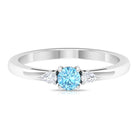 Aquamarine and Diamond Three Stone Promise Ring Aquamarine - ( AAA ) - Quality - Rosec Jewels