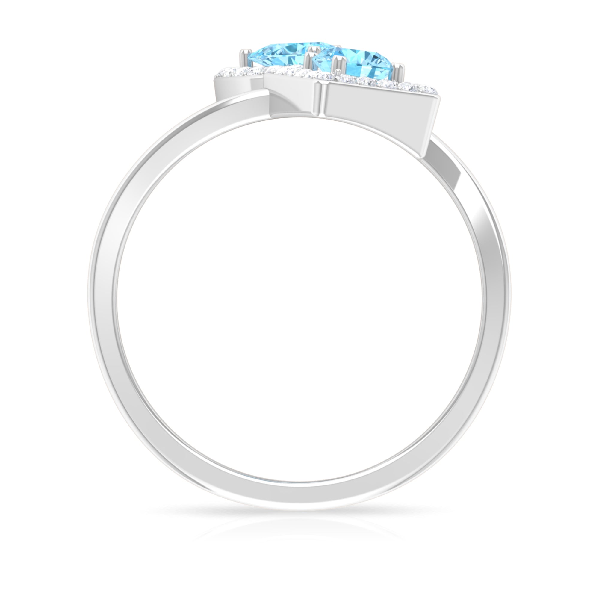 Aquamarine and Diamond Designer Wrap Ring Aquamarine - ( AAA ) - Quality - Rosec Jewels