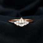 Pear Shaped Morganite Solitaire Ring with Diamond Trio Morganite - ( AAA ) - Quality - Rosec Jewels