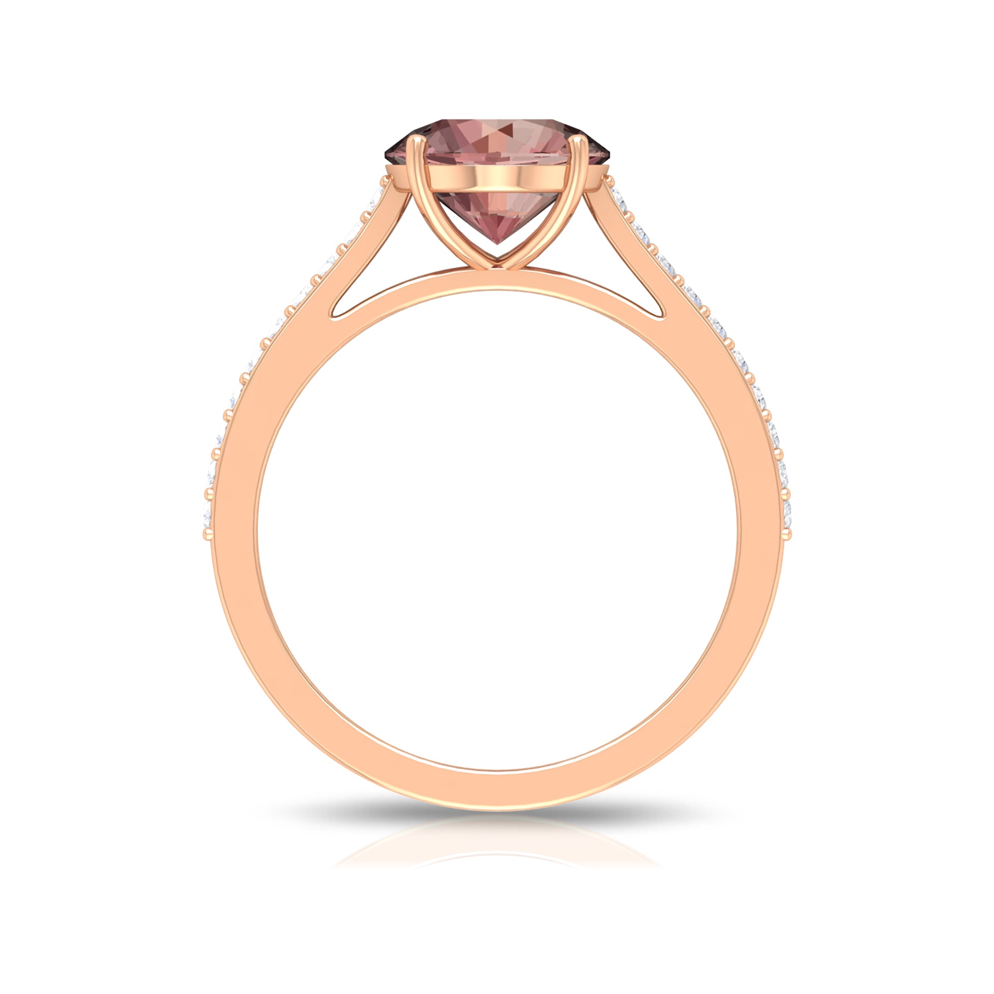 Unique Morganite Solitaire Engagement Ring with Diamond Morganite - ( AAA ) - Quality - Rosec Jewels