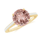 Unique Morganite Solitaire Engagement Ring with Diamond Morganite - ( AAA ) - Quality - Rosec Jewels