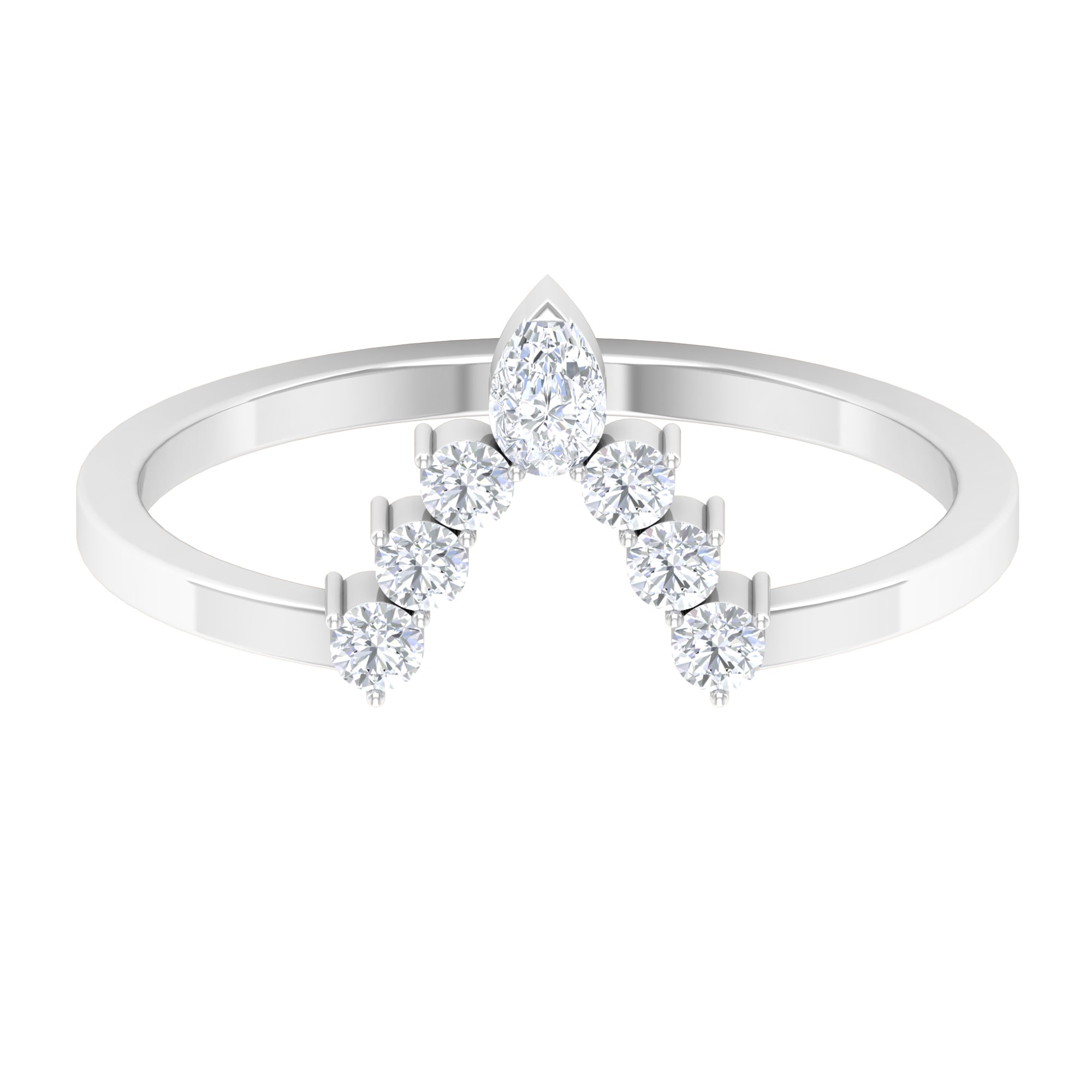 Moissanite V Shape Enhancer Wedding Band Ring Moissanite - ( D-VS1 ) - Color and Clarity - Rosec Jewels