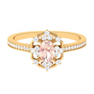 Vintage Inspired Morganite Floral Engagement Ring with Diamond Morganite - ( AAA ) - Quality - Rosec Jewels