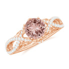 Designer Morganite and Diamond Crossover Engagement Ring Morganite - ( AAA ) - Quality - Rosec Jewels