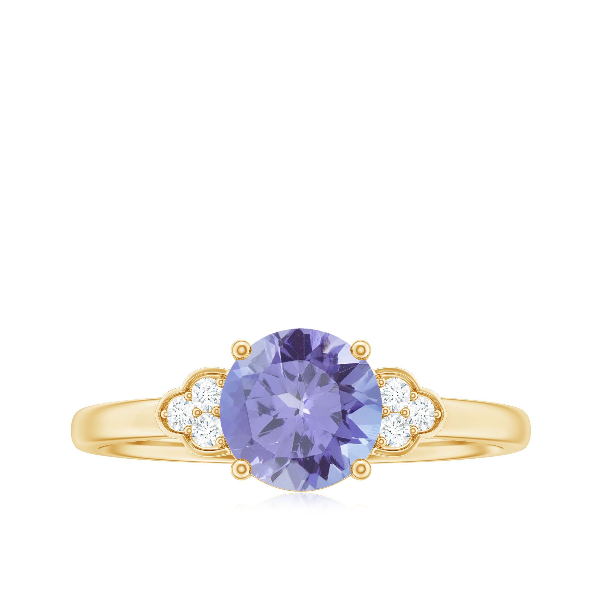 Tanzanite Engagement Ring with Diamond Trio Tanzanite - ( AAA ) - Quality - Rosec Jewels