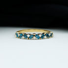 Marquise Cut London Blue Topaz and Round Shape Diamond Stackable Semi Eternity Ring London Blue Topaz - ( AAA ) - Quality - Rosec Jewels