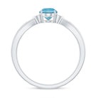 Oval Cut Real Aquamarine Solitaire Ring with Diamond Aquamarine - ( AAA ) - Quality - Rosec Jewels