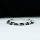 Lab Grown Black Diamond and Diamond Minimal Half Eternity Ring Lab Created Black Diamond - ( AAAA ) - Quality - Rosec Jewels