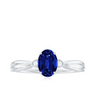 Rosec Jewels-Oval Cut Lab Grown Blue Sapphire Solitaire Ring with Diamond