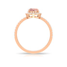 1.50 CT Oval Shape Morganite Ring with Diamond Halo Morganite - ( AAA ) - Quality - Rosec Jewels