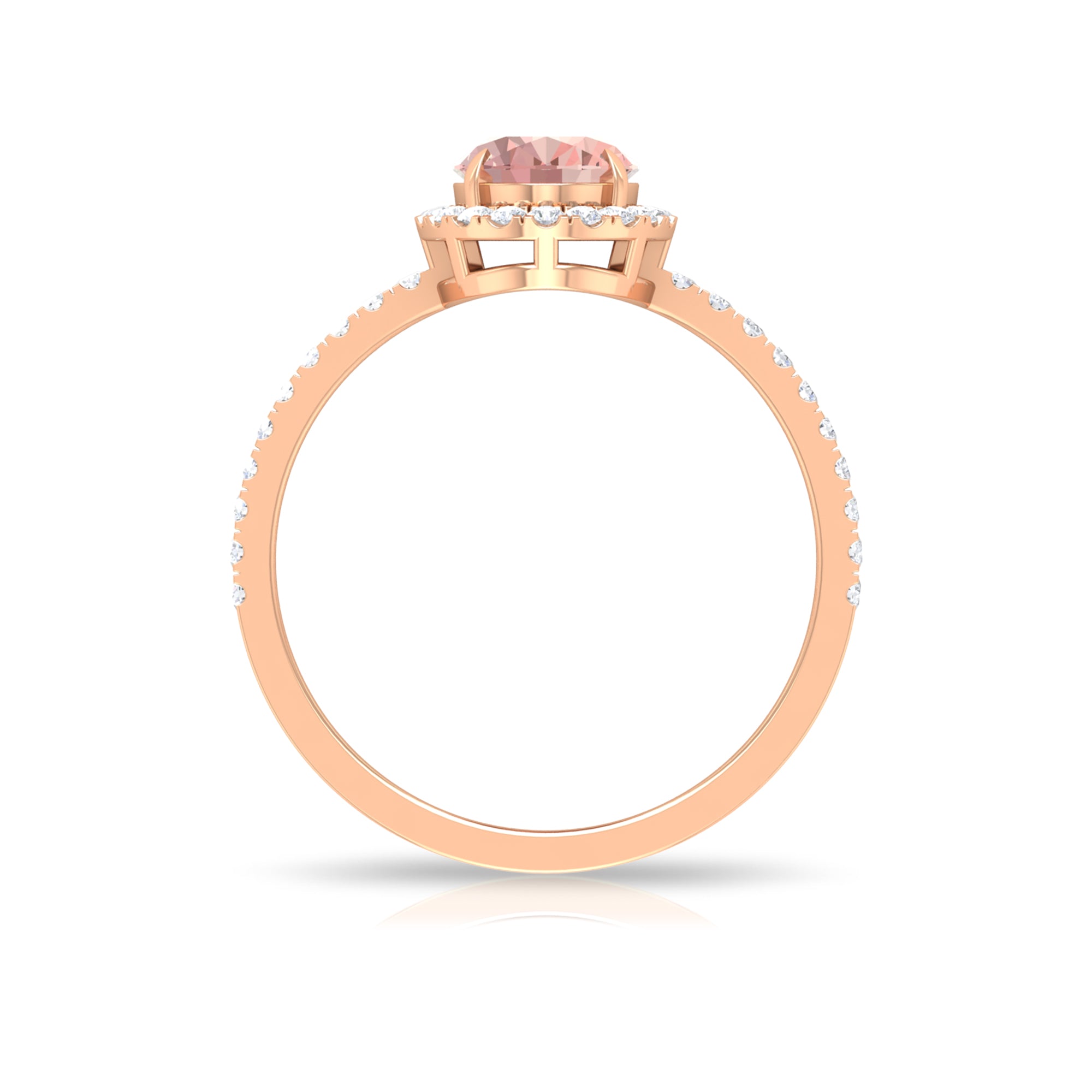 1.50 CT Oval Shape Morganite Ring with Diamond Halo Morganite - ( AAA ) - Quality - Rosec Jewels