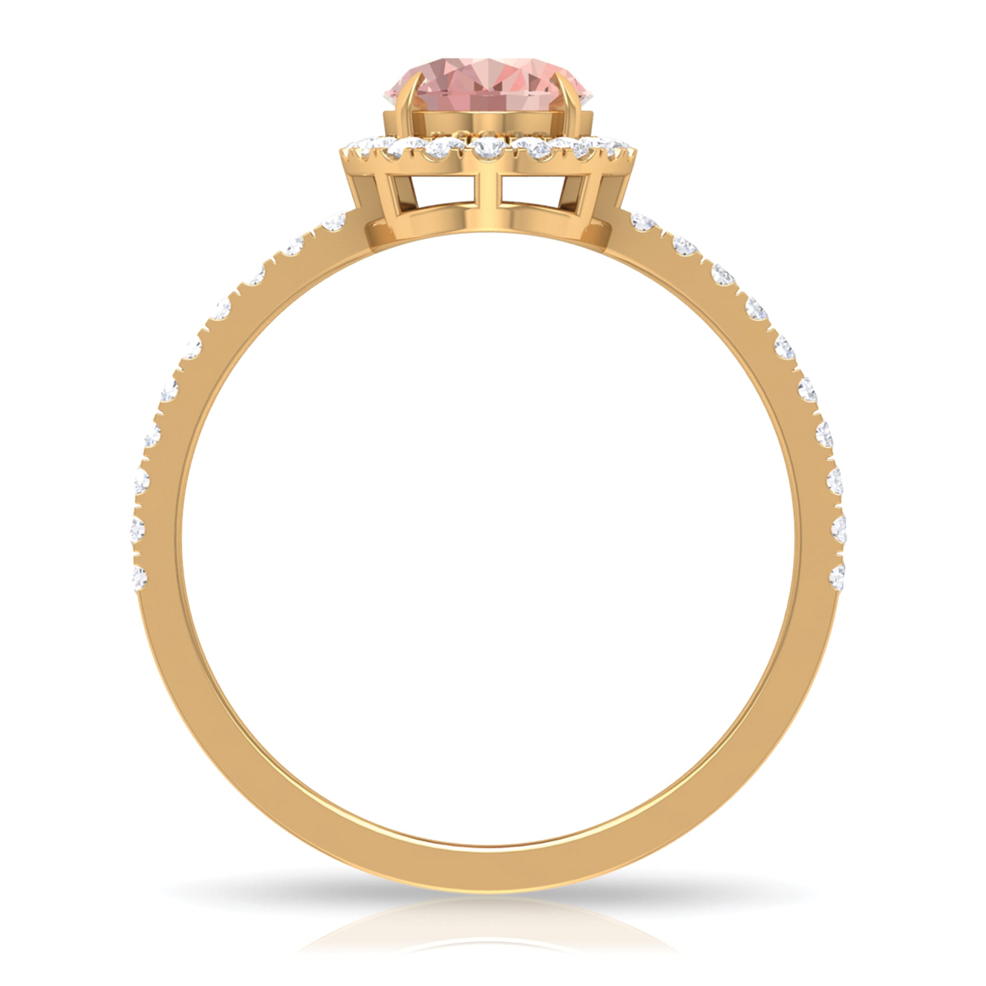 1.50 CT Oval Shape Morganite Ring with Diamond Halo Morganite - ( AAA ) - Quality - Rosec Jewels