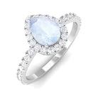 1.25 CT Pear Cut Moonstone Solitaire Simple Engagement Ring with Diamond Accent Moonstone - ( AAA ) - Quality - Rosec Jewels