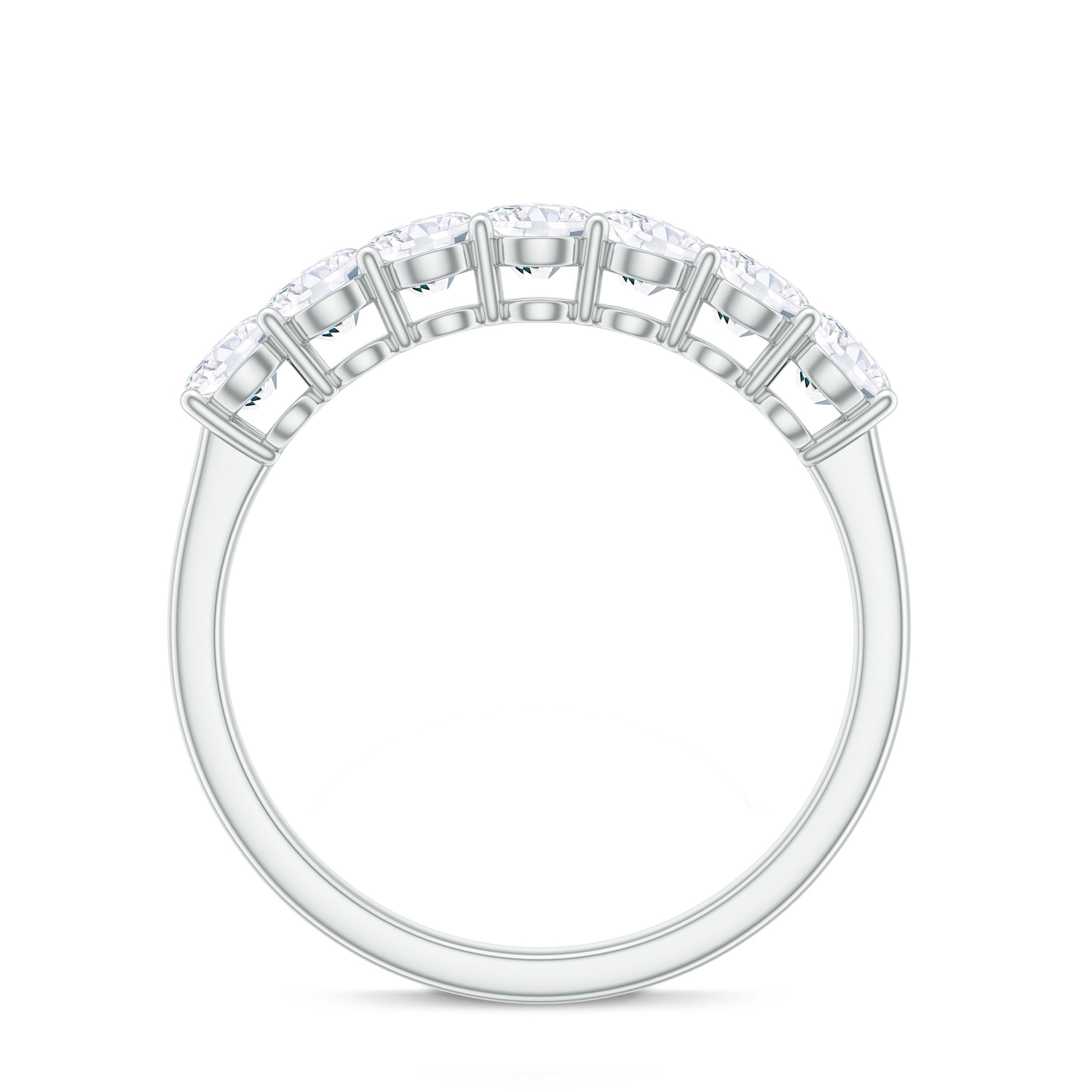 Minimal Round Diamond Seven Stone Half Eternity Ring Diamond - ( HI-SI ) - Color and Clarity - Rosec Jewels