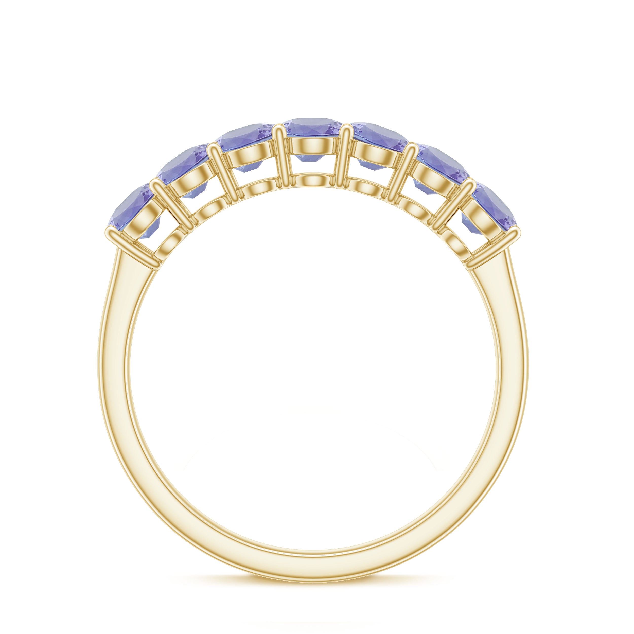 Round Tanzanite Seven Stone Half Eternity Ring Tanzanite - ( AAA ) - Quality - Rosec Jewels