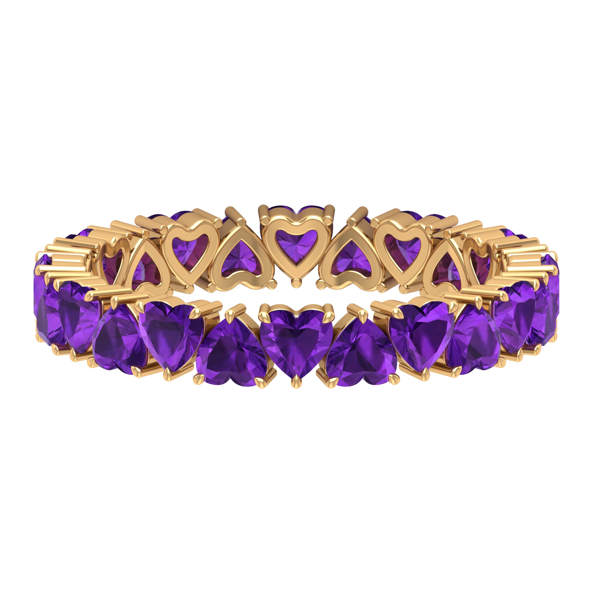 February Birthstone Amethyst Heart Eternity Ring in Gold Amethyst - ( AAA ) - Quality - Rosec Jewels