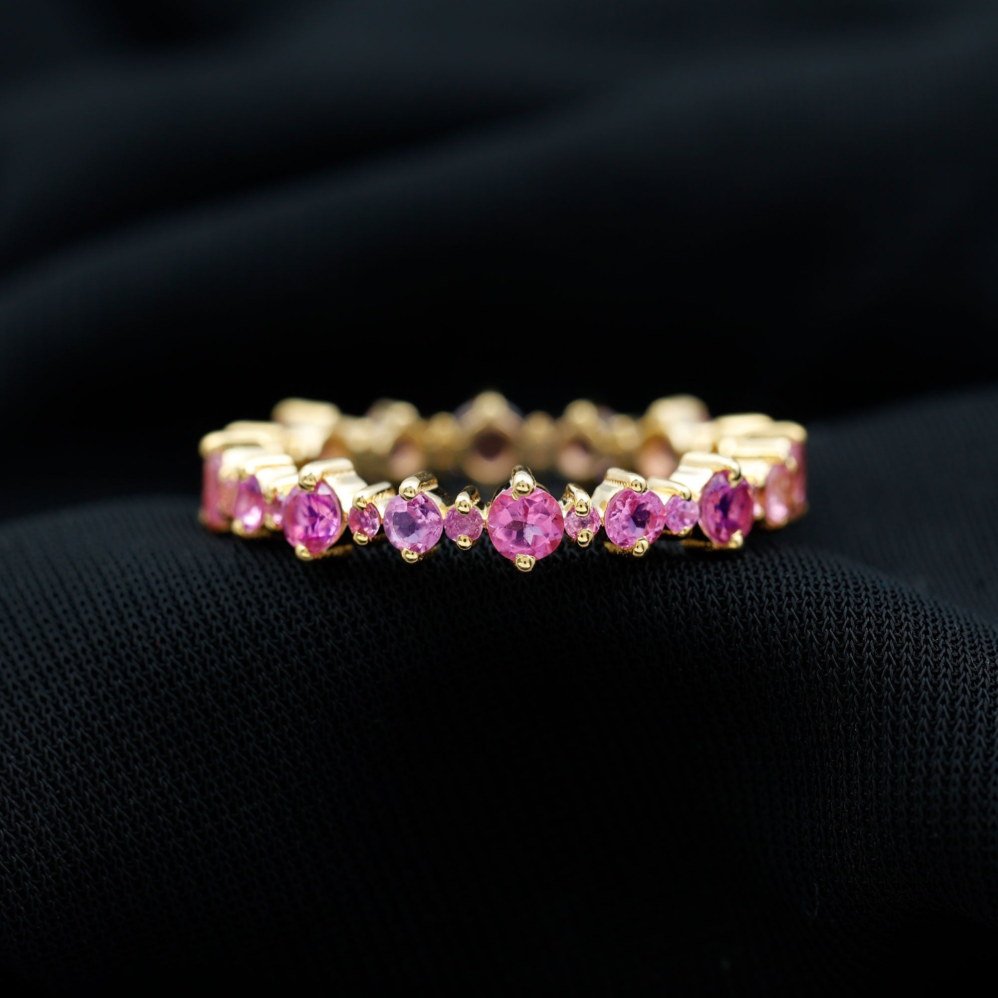 Pink Tourmaline Round Eternity Band Ring Pink Tourmaline - ( AAA ) - Quality - Rosec Jewels