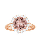 2.50 CT Round Shape Morganite and Diamond Engagement Ring Morganite - ( AAA ) - Quality - Rosec Jewels