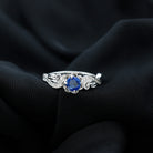 Flower Inspired Created Blue Sapphire and Diamond Engagement Ring Lab Created Blue Sapphire - ( AAAA ) - Quality - Rosec Jewels