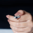 Rosec Jewels-Flower Inspired Black Onyx and Diamond Engagement Ring