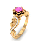 Flower Inspired Pink Sapphire and Diamond Engagement Ring Pink Sapphire - ( AAA ) - Quality - Rosec Jewels