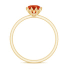 6 MM Round Fire Opal Solitaire Ring in Lotus Basket Setting Fire Opal - ( AAA ) - Quality - Rosec Jewels