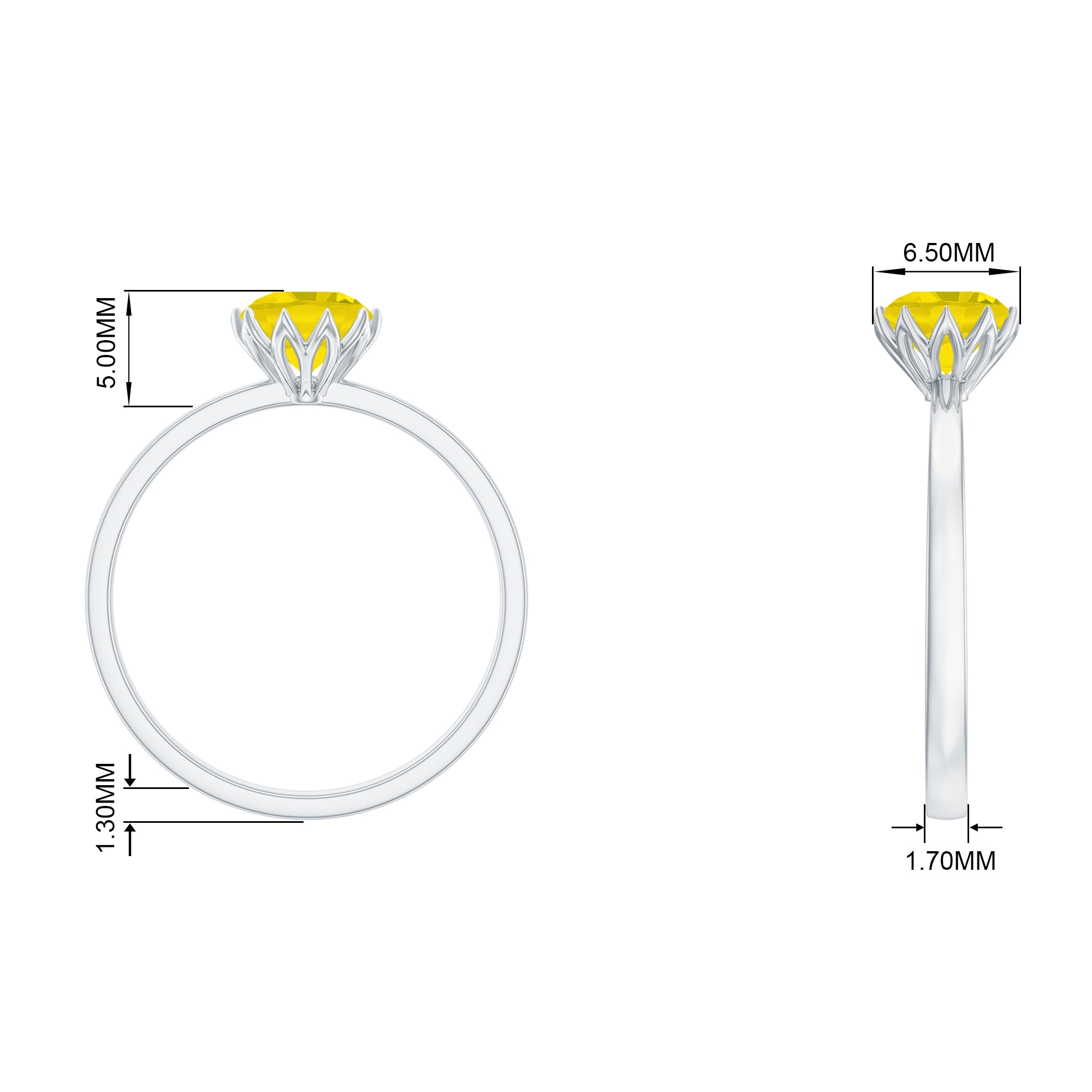 Lotus Basket Set Created Yellow Sapphire Solitaire Ring Lab Created Yellow Sapphire - ( AAAA ) - Quality - Rosec Jewels