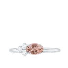 1/2 CT Oval Cut Morganite Promise Ring with Diamond Trio Morganite - ( AAA ) - Quality - Rosec Jewels