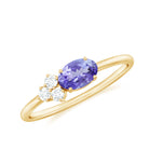 Oval Tanzanite Minimal East West Ring with Diamond Trio Tanzanite - ( AAA ) - Quality - Rosec Jewels