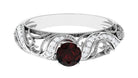 Round Garnet Vintage Inspired Engagement Ring with Diamond Garnet - ( AAA ) - Quality - Rosec Jewels