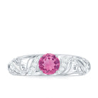 3/4 CT Vintage Style Pink Tourmaline Engagement Ring with Diamond Pink Tourmaline - ( AAA ) - Quality - Rosec Jewels