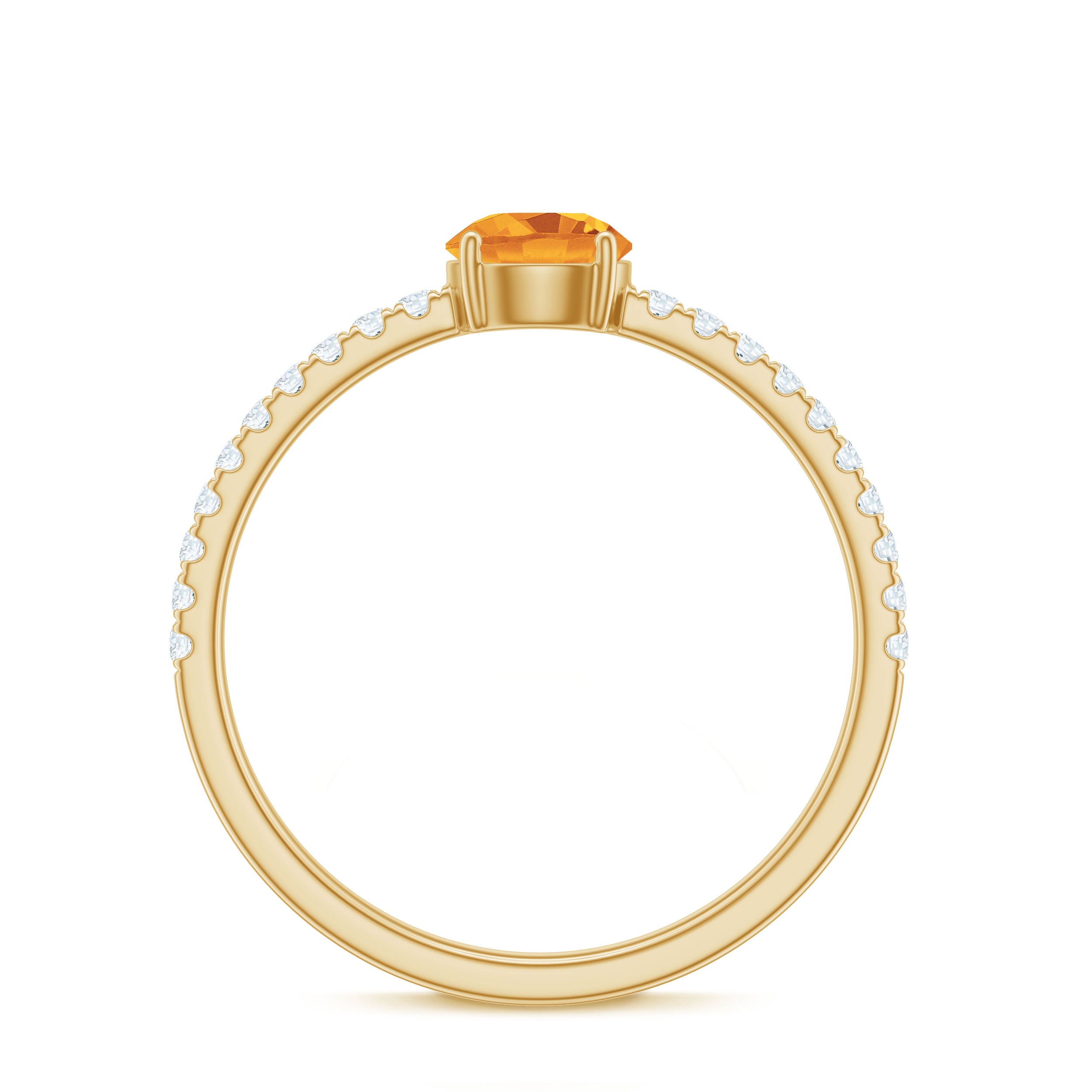 Minimal Citrine Solitaire Promise Ring with Diamonds Citrine - ( AAA ) - Quality - Rosec Jewels