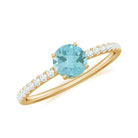 Sky Blue Topaz Solitaire Ring with Diamond Side Stones Sky Blue Topaz - ( AAA ) - Quality - Rosec Jewels