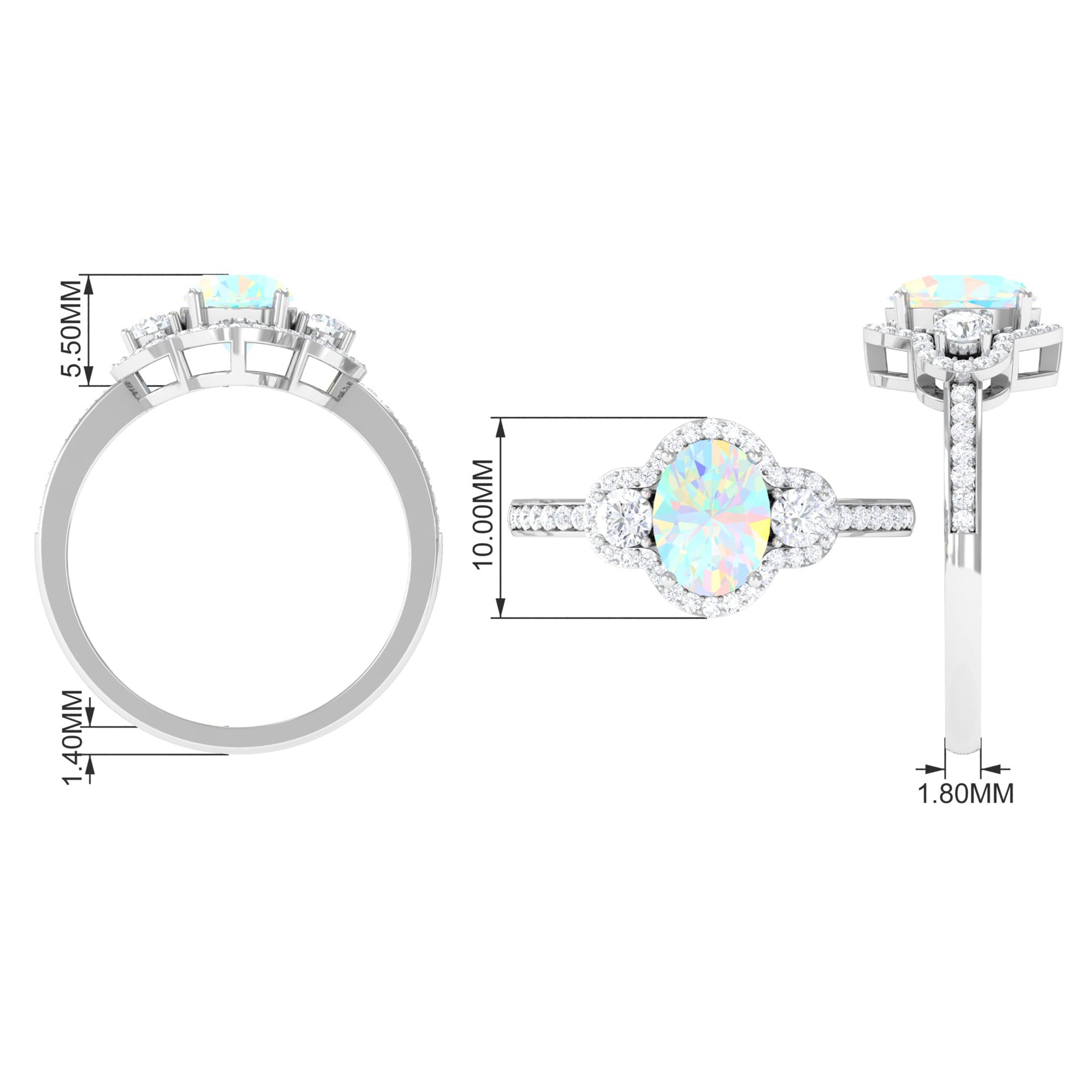 1.75 CT Antique Ethiopian Opal and Diamond Accent Engagement Ring Ethiopian Opal - ( AAA ) - Quality - Rosec Jewels