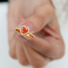 1.50 CT Heart Shape Fire Opal Engagement Ring with Diamond Accent Fire Opal - ( AAA ) - Quality - Rosec Jewels