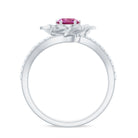 Pink Tourmaline and Diamond Flower Engagement Ring with Bypass Shank Pink Tourmaline - ( AAA ) - Quality - Rosec Jewels