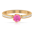 Round Cut Pink Sapphire Solitaire Engagement Ring with Diamond Pink Sapphire - ( AAA ) - Quality - Rosec Jewels