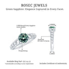 Round Created Green Sapphire Solitaire Art Deco Ring with Diamond Lab Created Green Sapphire - ( AAAA ) - Quality - Rosec Jewels