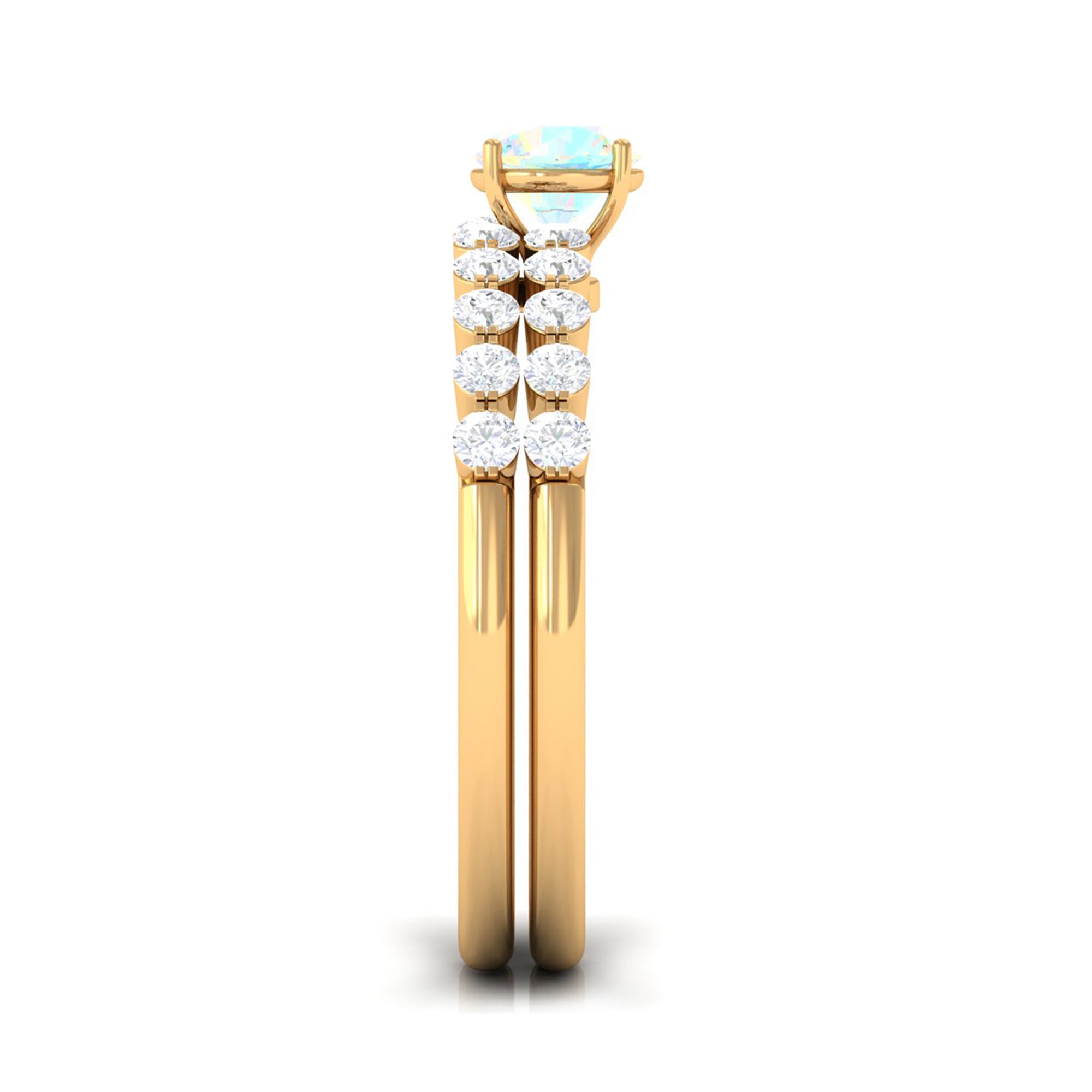 1.25 CT Simple Ethiopian Opal and Diamond Bridal Ring Set Ethiopian Opal - ( AAA ) - Quality - Rosec Jewels