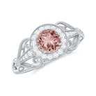 Certified Vintage Style Morganite Engagement Ring with Diamond Morganite - ( AAA ) - Quality - Rosec Jewels