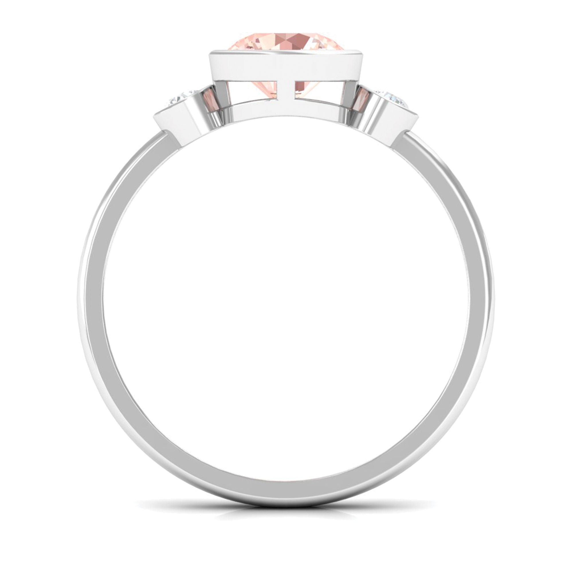 Morganite and Diamond Engagement Ring in Bezel Setting Morganite - ( AAA ) - Quality - Rosec Jewels