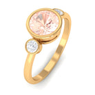 Morganite and Diamond Engagement Ring in Bezel Setting Morganite - ( AAA ) - Quality - Rosec Jewels