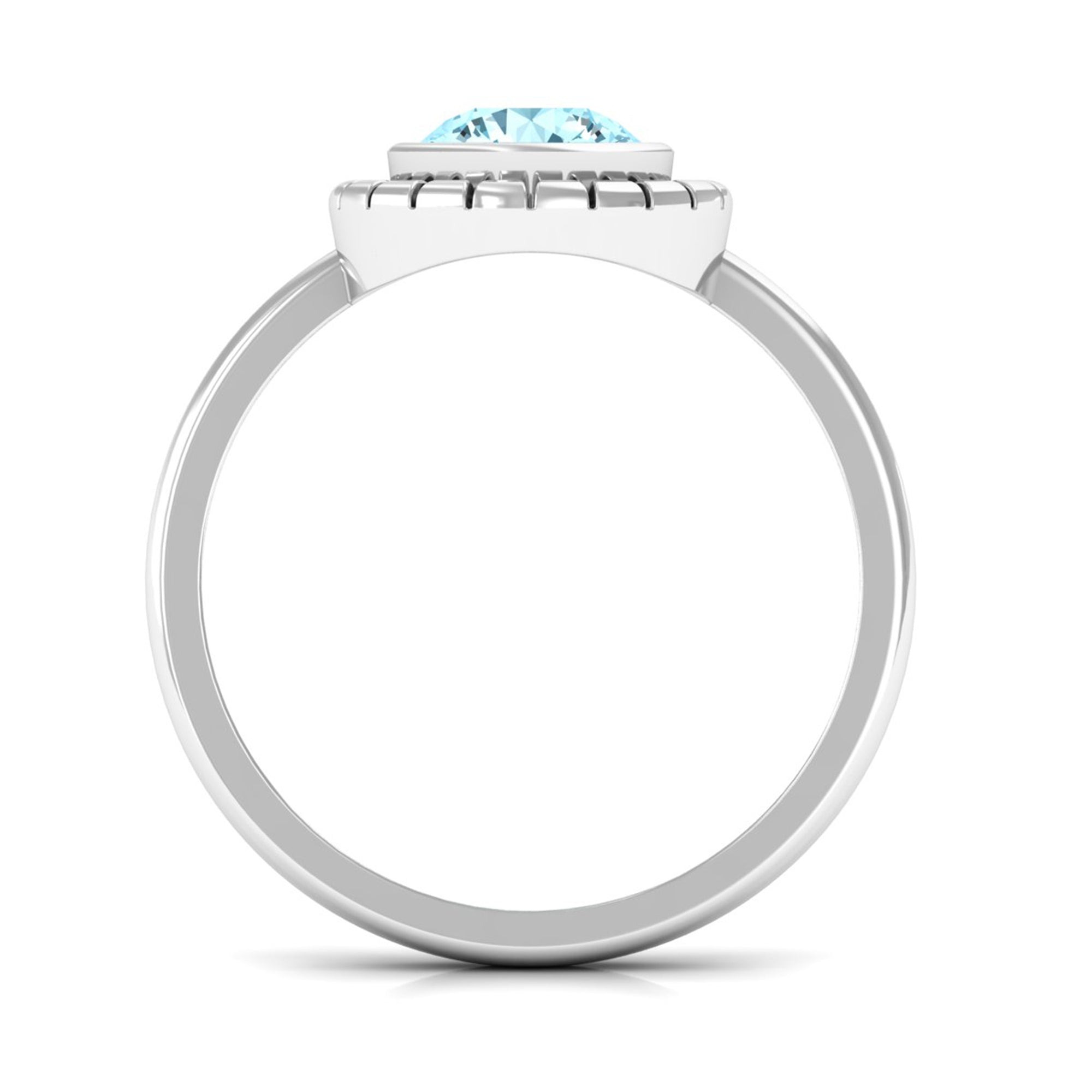 Bezel Set Aquamarine Solitaire Engagement Ring Aquamarine - ( AAA ) - Quality - Rosec Jewels