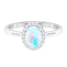 1.50 CT Oval Shape Ethiopian Opal Engagement Ring with Diamond Halo Ethiopian Opal - ( AAA ) - Quality - Rosec Jewels