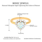 Heart Shape Ethiopian Opal Halo Engagement with Diamond Ethiopian Opal - ( AAA ) - Quality - Rosec Jewels