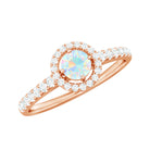 0.75 CT Ethiopian Opal and Diamond Halo Engagement Ring Ethiopian Opal - ( AAA ) - Quality - Rosec Jewels