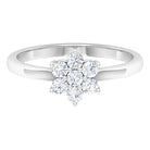 Simple Round Moissanite Flower Cluster Ring Moissanite - ( D-VS1 ) - Color and Clarity - Rosec Jewels