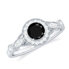 Black Onyx and Diamond Antique Style Engagement Ring in Gold Black Onyx - ( AAA ) - Quality - Rosec Jewels